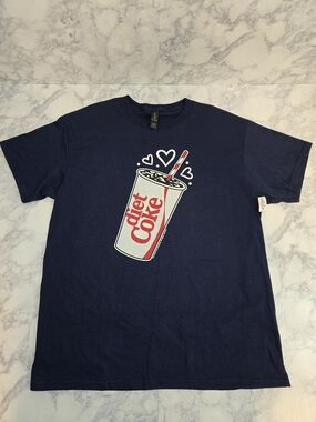 Gildan Diet Coke Graphic Tee Unisex Large Navy Shortsleeve Tshirt